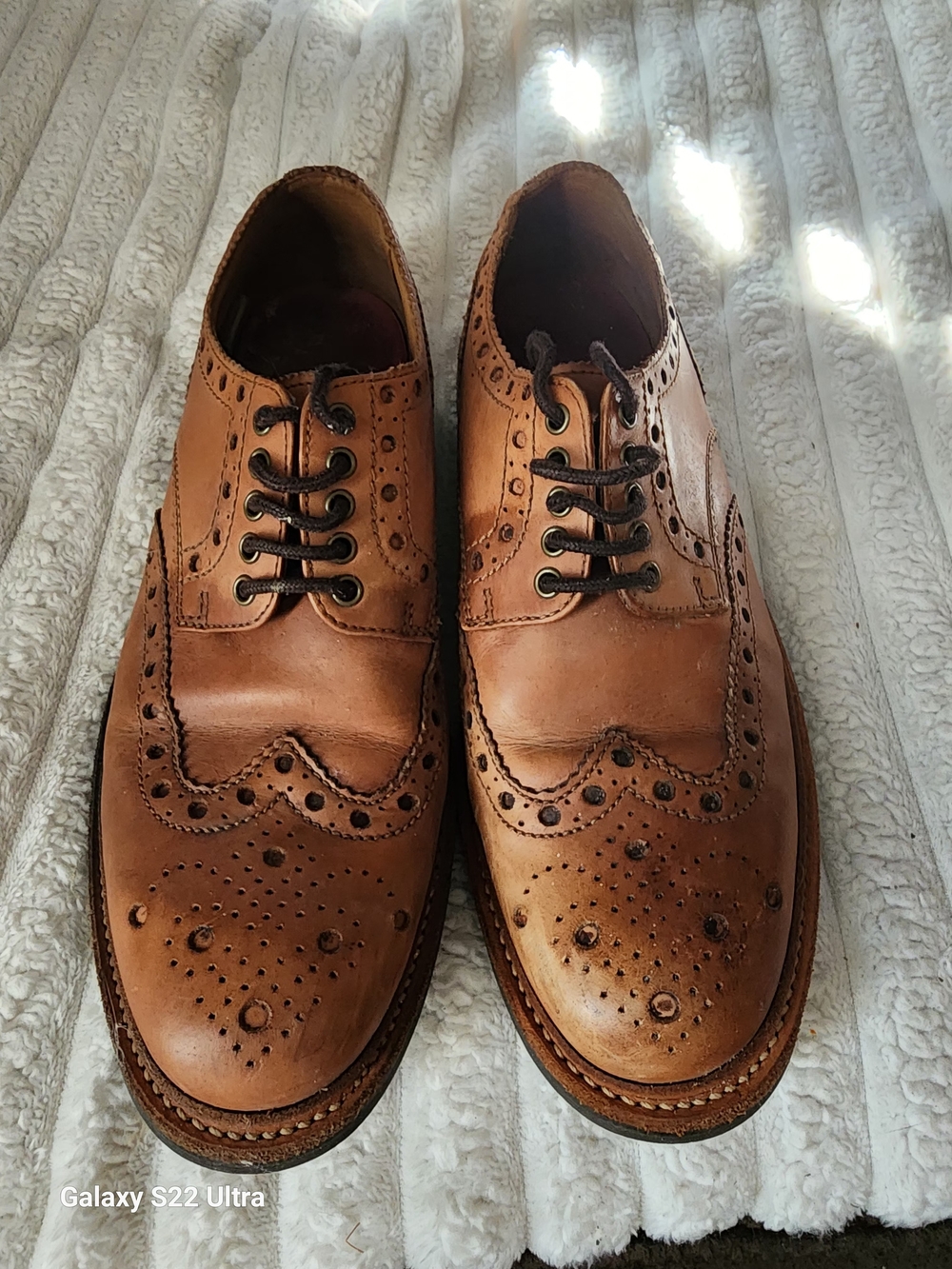 Grenson Tan Wingtip Brogues - Leather Oxford Shoes